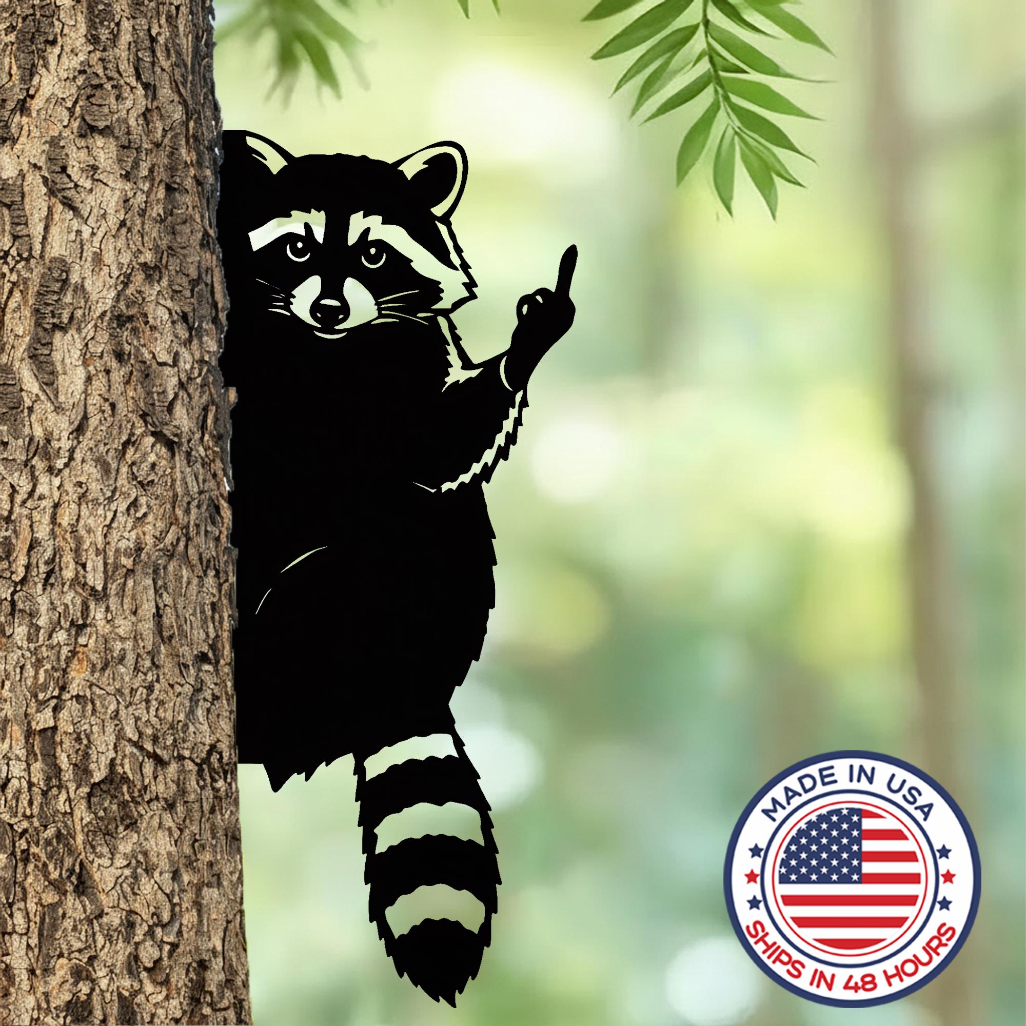 Racoon Sign Language Funny Raccoon Metal Sign, Middle Finger Raccoon, Peeping Middle Finger ...