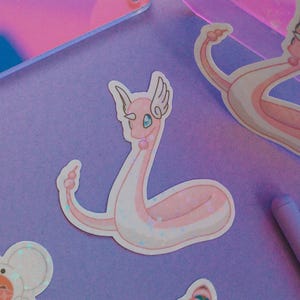 cute pink Pokémon sticker bundle includes clefable, tandemaus duo, dragonair and Flaffey