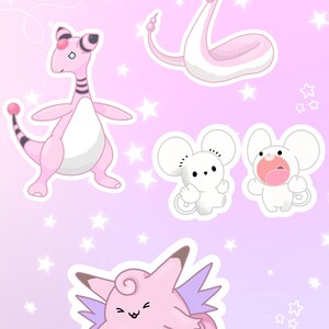 Pink Cute Pokemon Sticker Bundle - Holographic Vinyl Stickers image 4