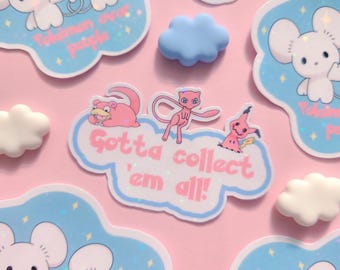 Pegatina de Pokémon rosa para coleccionistas: vinilo para fundas de móvil, botellas de agua y carpetas.