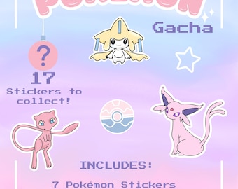 Pack de pegatinas de Pokémon: 7 pegatinas de vinilo aleatorias de Gacha Kawaii