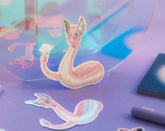 Pegatina de Dragonair • Linda calcomanía de vinilo rosa de Pokémon • Pegatina de anime kawaii para botellas de agua, teléfono y carpeta