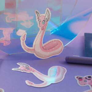 cute pink Pokémon sticker bundle includes clefable, tandemaus duo, dragonair and Flaffey