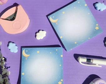 Notas adhesivas de luna y estrellas celestiales – Bloc de notas Kawaii Sky