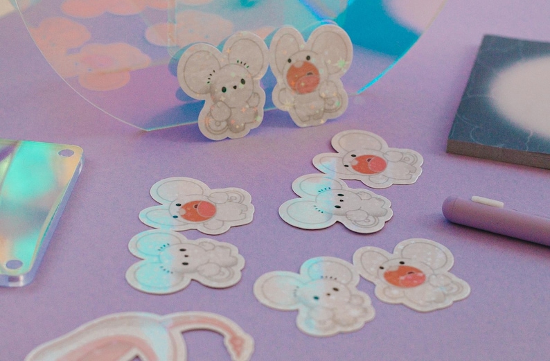 cute pink Pokémon sticker bundle includes clefable, tandemaus duo, dragonair and Flaffey