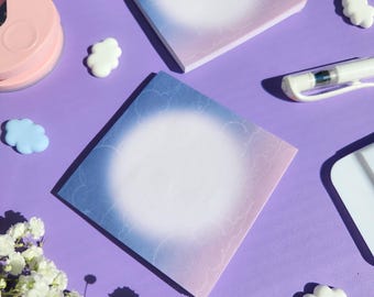 Notas adhesivas de nubes pastel de ensueño - Bloc de notas morado y azul