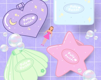 Paquete de pegatinas estilo Polly Pocket: pegatinas de vinilo para diarios, portátiles y botellas de agua.