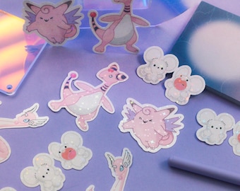 Paquete de pegatinas de Pokémon rosas - Pegatinas holográficas de vinilo