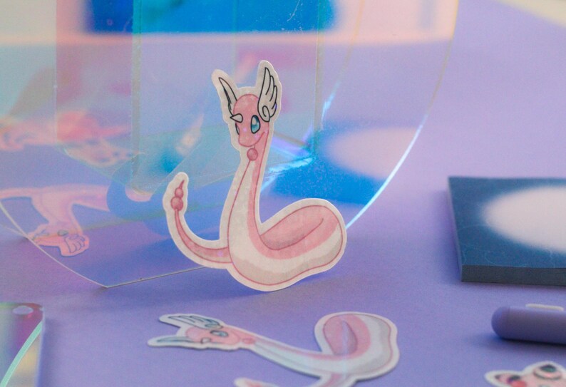 cute pink Pokémon sticker bundle includes clefable, tandemaus duo, dragonair and Flaffey
