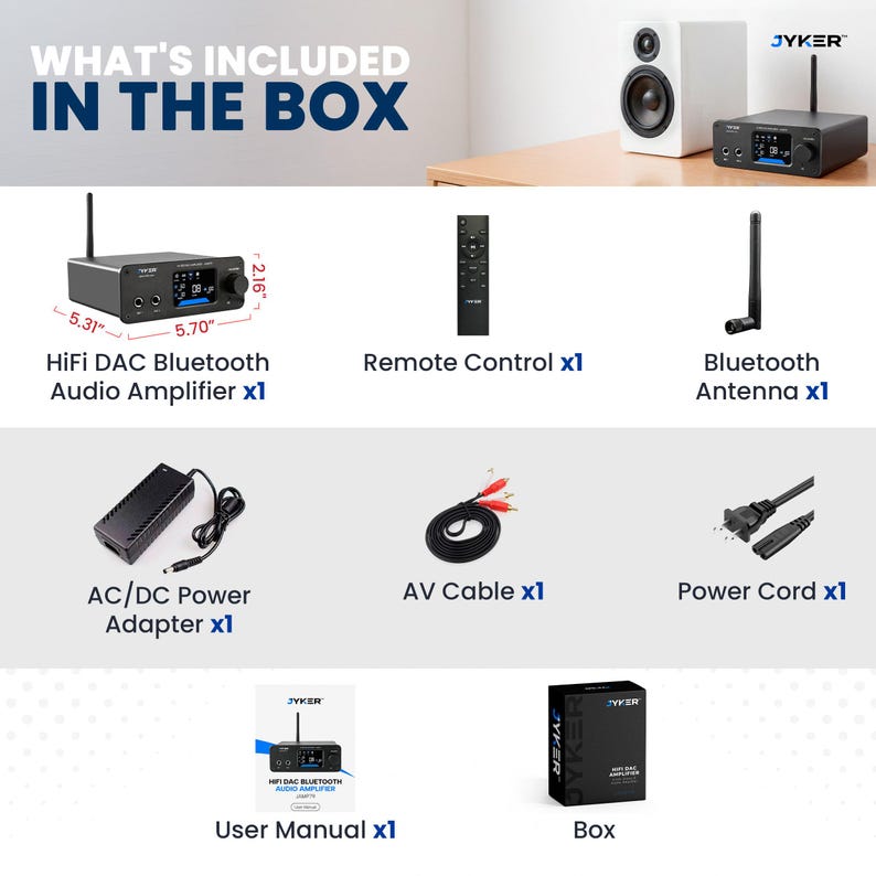 Hi-Fi DAC Home Audio Amplifier - Bluetooth 5.2 400W, 2 Channel Class D, TPA3116 - JAMP79 imagen 7