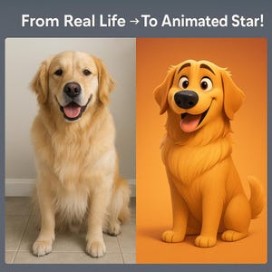 Custom Pet Portrait Cartoon from Photo • Personalized Dog or Cat Art • Animated Pet Poster • Digital Pet Drawing Gift