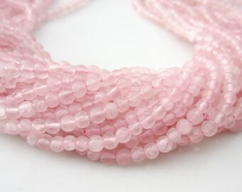 Rose Quartz Beads Smooth Round Beads, Pink Quartz Beads, Light Pink Gemstone Beads, Pale Pink Stones, Rose Quartz Stones 3mm - Full Strand