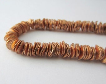 8mm Copper Wavy Disc Beads, Copper Disk Bead, Potato Chip Beads, Copper Discs, Silver Spacer Beads, Brushed Copper Coins 20pcs