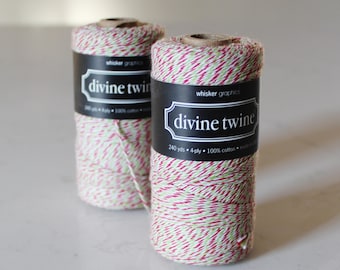 Pink, White and Green Watermelon Divine Twine String, Bakers Twine Cotton Stripe Bulk Twine, Full spool, 240 yards Striped Craft String