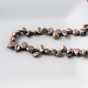 Taupe Keshi Pearls, Champagne Pearls, Beige Pearls, Keishi Pearls Petal Pearls, Cornflake Pearl Top Drilled PearL 6mm-14mm Full Strand KP311 image 3