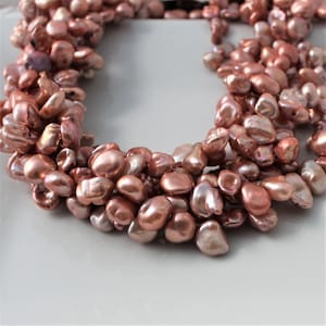 Pink Keshi Pearls, Rose Keshi Pearls, Petal Pearls, Top Drilled Keshi, Pink Pearls, Cornflake Pearl Rose Pearl 8-11mm Full Strand KP315