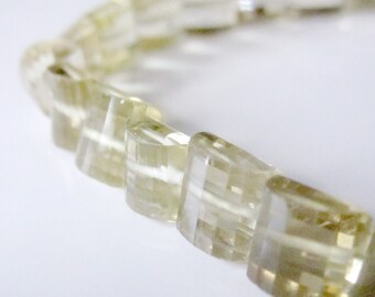 Lemon Quartz Beads, Step Cut Beads, Half Moon Beads, Fancy Cut Gemstone, Designer Gemstone, Wholesale Beads - Half Strand