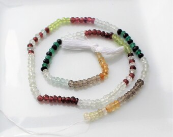 Multi Gemstone Rondelle, Micro Faceted Rondelles, Peridot, Garnet, Aquamarine, Citrine, Assorted Gemstone Rondelle, 4mm Rondelle Half Strand