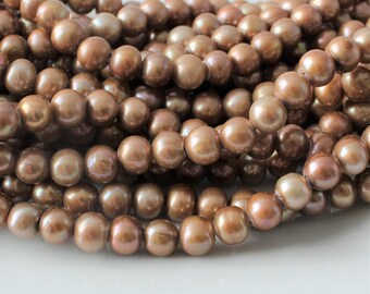 10 pcs Copper Pearls, Large Hole Pearls, Nude Pearls, Big Hole Pearls, Peach Pearls, Cord Pearls 8mm Pearls 9mm Real Pearls, Round Pearls