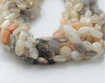 Multi Moonstone, Moonstone Ovals, Smooth Moonstone, Moonstone Beads, White Moonstone, Peach Moonstone, Gray Moonstone Bead Full Strand 7x9mm