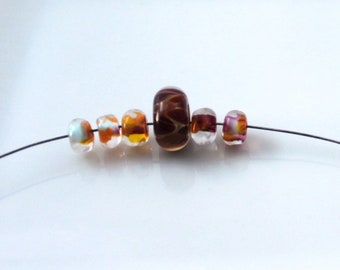 Red Lampwork Glass Beads, Orange Lampwork Beads, Designer Beads, Handblown Beads Handmade Bead Artisan Beads Set of 6 Beads Destash