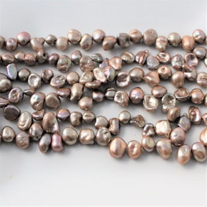 Taupe Keshi Pearls, Champagne Pearls, Beige Pearls, Keishi Pearls Petal Pearls, Cornflake Pearl Top Drilled PearL 6mm-14mm Full Strand KP311 image 2