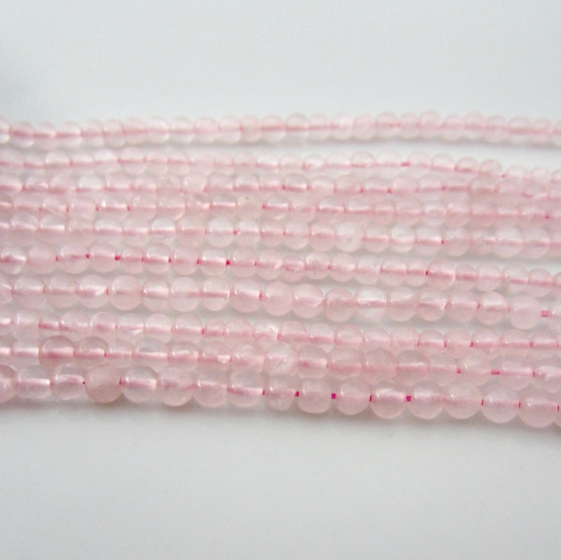 Rose Quartz Beads Smooth Round Beads, Pink Quartz Beads, Light Pink Gemstone Beads, Pale Pink Stones, Rose Quartz Stones 3mm Full Strand image 3