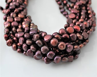 Red Nugget Pearls, Freshwater Pearls, Auburn Pearls, Brick Red Pearls 7mm-8mm Real Pearls, Genuine Pearls, Full Strand NP585