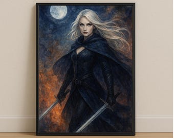 Celaena Sardothien Watercolor Fantasy Print | Throne of Glass Wall Art | Sarah J. Maas Inspired Illustration | The Assassin’s Blade
