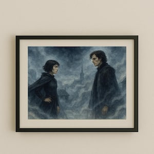 Impression d&#39;art Vin et Zane, décoration murale fantastique de Mistborn, illustration de Brandon Sanderson, oeuvre d&#39;art fantastique de mauvaise humeur, cadeau de livre Mistborn