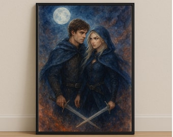 Celaena Sardothien & Sam Watercolor Fantasy Print | Throne of Glass Wall Art | Sarah J. Maas Inspired Illustration | The Assassin’s Blade