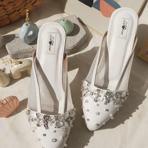 White high heels wedding shoes crystal bride shoes pearl shoes party shoes high block heels lace shoes women shoes