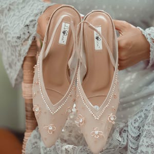 Wedding bridal shoes low block heels crystal heels