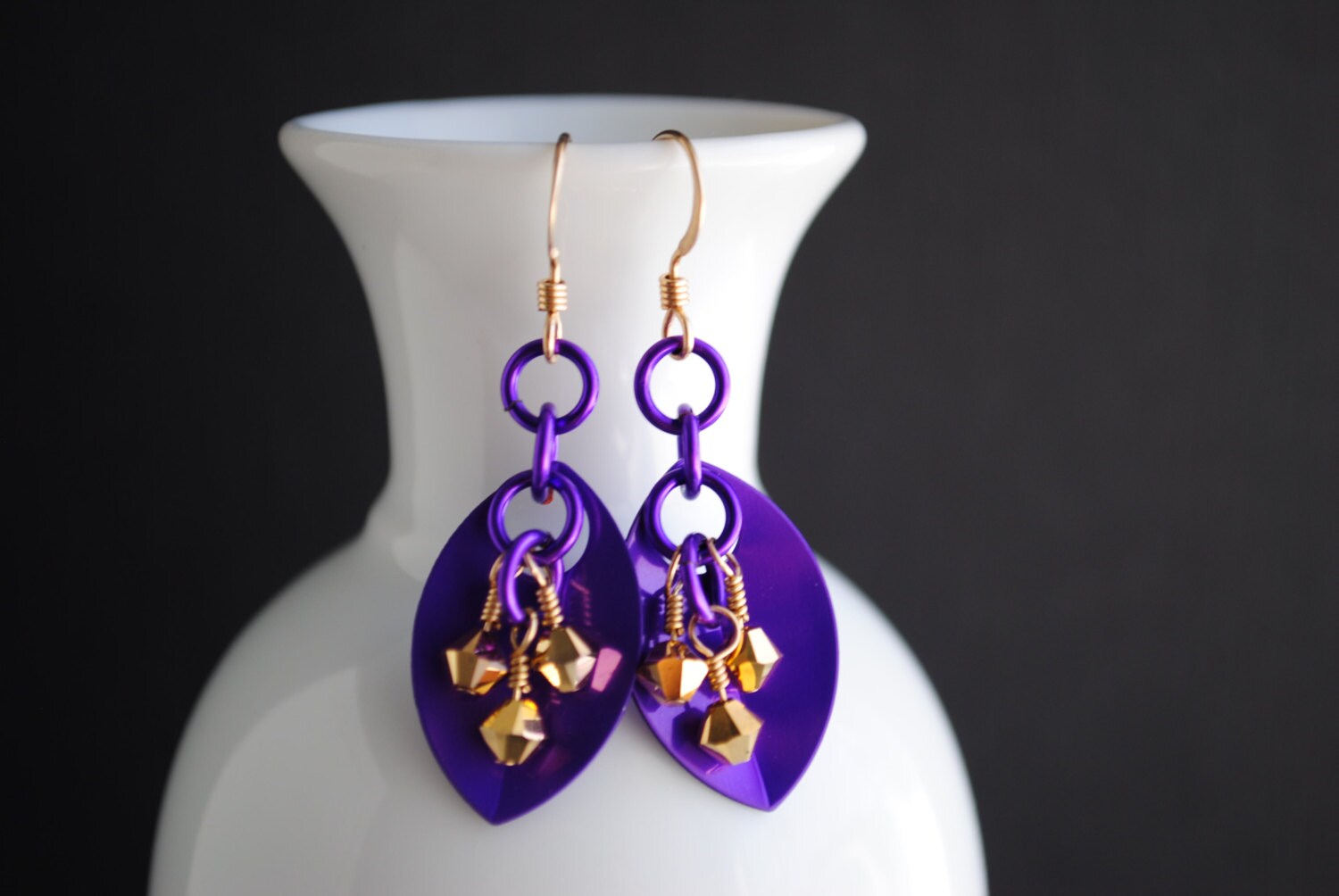 The Big Purple Bee Earrings in Platinum (Pierced) main image 0