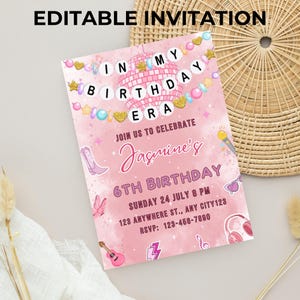 In My Birthday Era Invitation Template, Editable Canva Design Digital Download, Music Party Eras Party Invite Friendship Bracelet Invite
