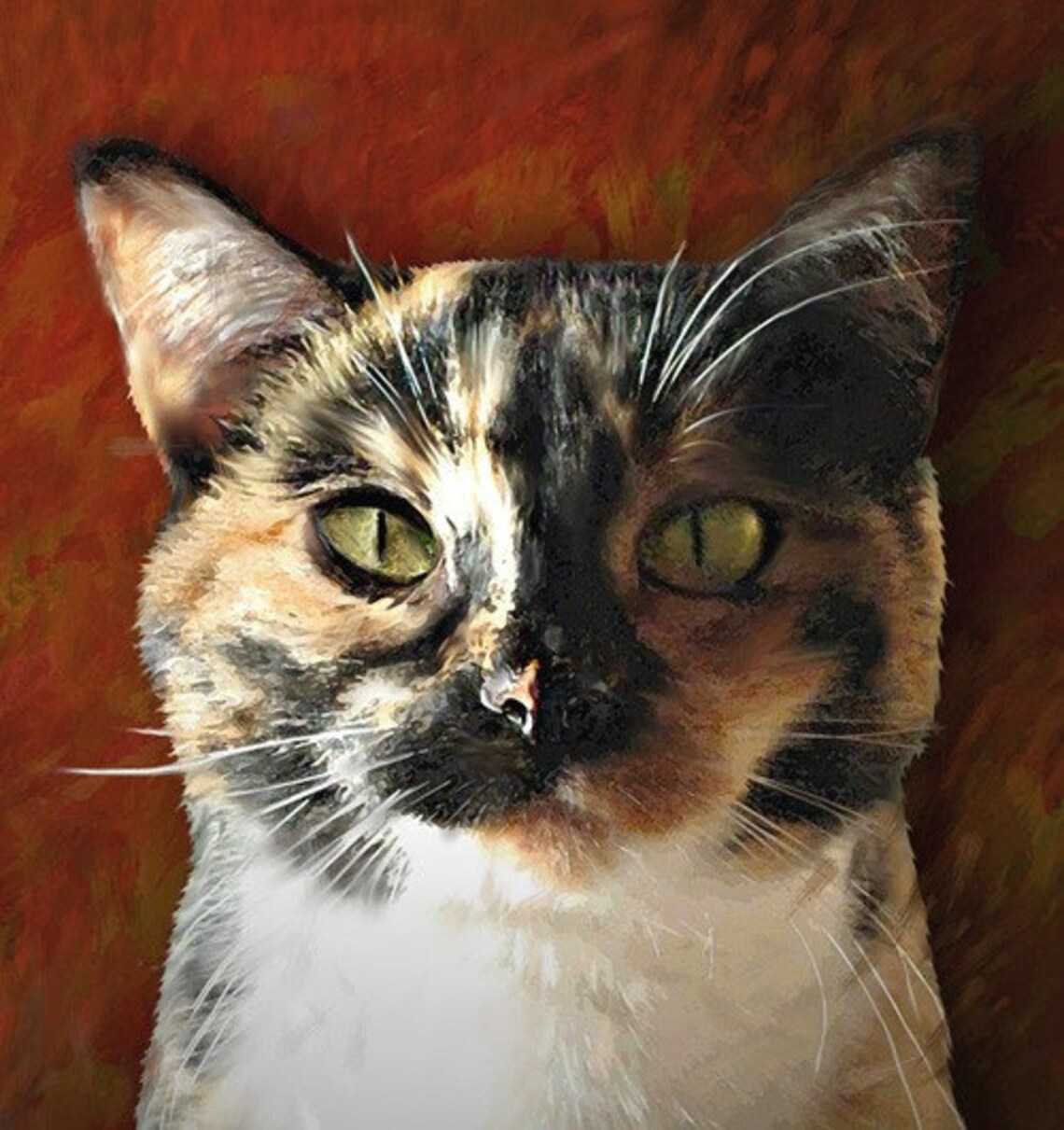 Custom Cat Portrait on 8 x 10 Canvas or Art Paper. Stretched Etsy