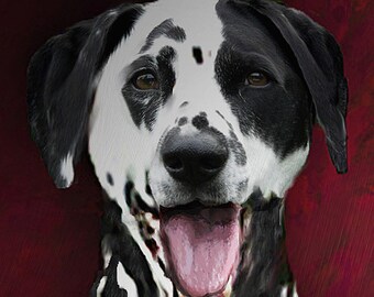 Pet Portraits of your very best dog 10 x 12 inch Dalmatian painting on stretched canvas