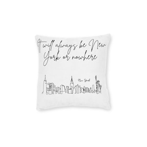 Poduszka New York Skyline - Przytulny wystrój domu, prezent dla podróżników z Nowego Jorku, nowoczesna poduszka dekoracyjna, prezent na parapetówkę, poduszka typograficzna