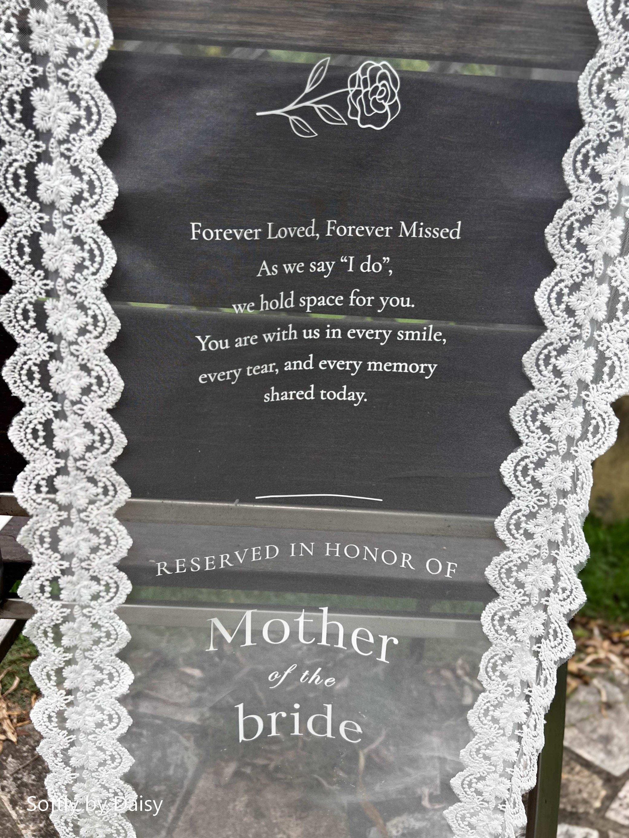 Personalized Reserved Memorial Sheer Wedding Chair Sign: in Loving