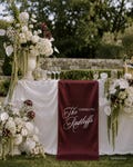 Silk Satin Burgundy Wedding Bar Sign | Minimalist Fabric Cocktail Drinks Station Display Signature Menu Decor product logo