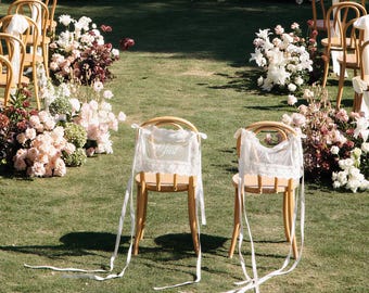 Just Married Lace Signs for Chairs - Bride & Groom Chair Sign Banner