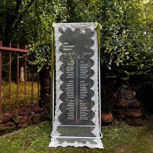 Unique Lace Wedding Seating Chart Sign: Fabric Custom Destination Table Plan Ideas