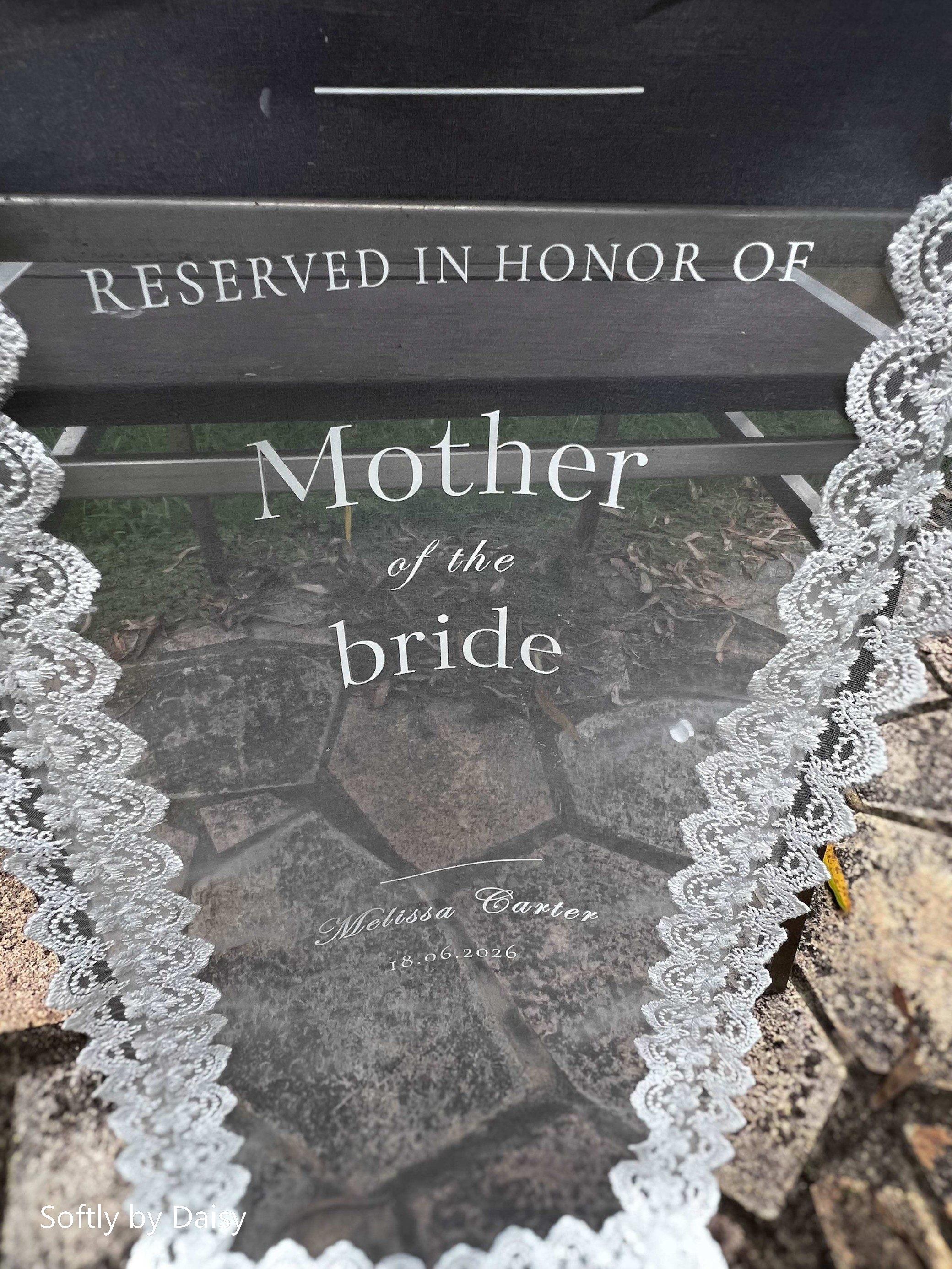 Personalized Reserved Memorial Sheer Wedding Chair Sign: in Loving