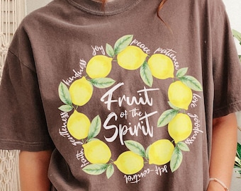 Comfort Colors Fruit Of The Spirit T-shirt Christian Bible Verse Shirt Religious Faith Summer Lemons Tee Jesus Church TShirt Galatians 5 22