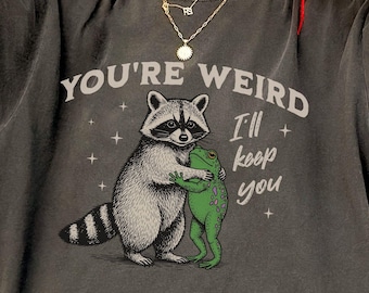 You're Weird I'll Keep You T-Shirt, Comfort Colors Funny Raccoon & Frog Friend Shirt, Best Friend Tshirt Gift, Cute Humorous Tee for Couples