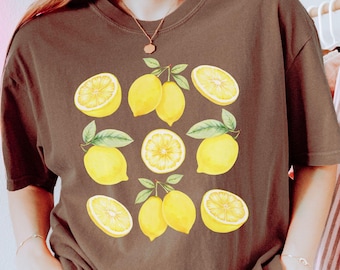 Comfort Colors Vintage Aesthetic Lemons T-shirt, Retro Lemons Shirt, Summer Fruit Tee, Citrus Fruit TShirt, Lemon Graphic Shirt Fruit Lover