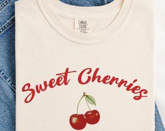 Comfort Colors Sweet Cherries Shirt, Cherry Lover TShirt, Vintage Cherries Tee, Red Cherry Fruit Gift, Retro Summer Fruit Market Vibes