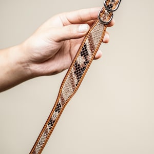 Handmade Python Embossed Leather Dog Collar, Custom Engraved Name