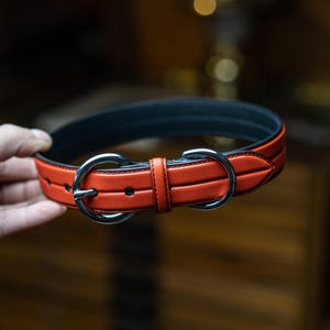 Custom Name Brown Leather Dog Collar – Handmade Top Grain Leather with Black Lining | Personalized Durable Pet Collar
