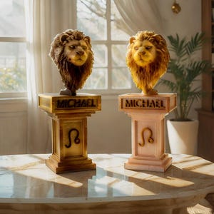 Custom Leo Zodiac Bust | Lion Statue Desktop Decor | Personalized Zodiac Gift | 3D Printed Hand Painted Sculpture | Leo Table Display